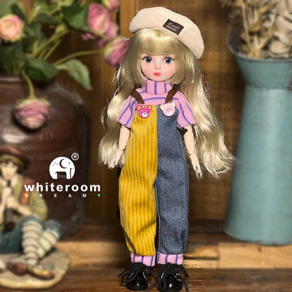 30cm 1/6 BJD Ball Jointed Doll – Starry Gray Eyes with Lolita Fashion Dress, DIY Toy Gift for Girls