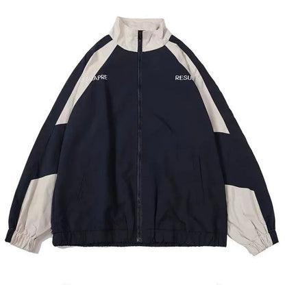 Hip Hop Varsity Jacket for Men - High Street Patchwork Color Block Windbreaker Spring Autumn College Coat