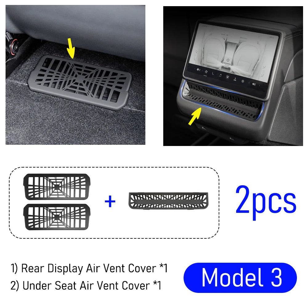 Tesla Model 3/Y Juniper Rear Air Vent Cover - Under-Seat Vent Grille Mesh Accessory