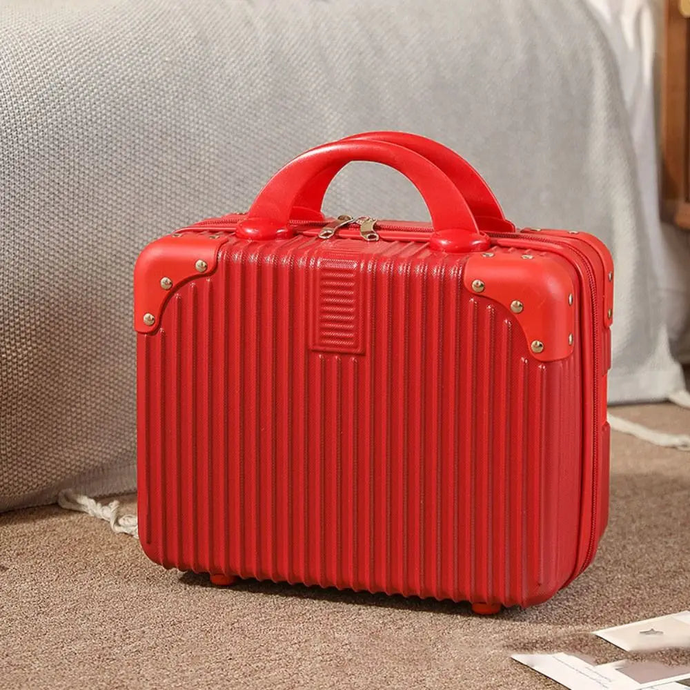14-Inch Mini Travel Suitcase Cosmetic Box - Hand Luggage Organizer with Password Lock, Small Makeup Case for Boarding