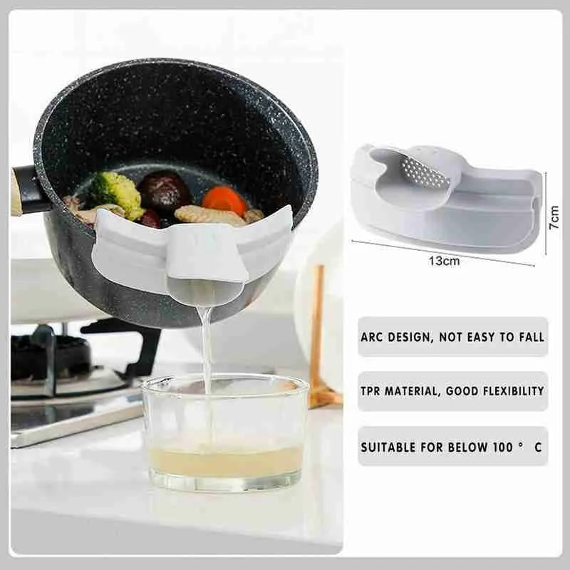 Silicone Anti-Spill Duckbill Drain Pans - Leak-Proof Pot with Round Mouth Edge, Liquid Deflector Funnel, Soup Diversion Kitchen Tool