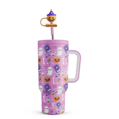 Meoky 40oz Halloween Tumbler with Straw – Insulated Stainless Steel Coffee Cup, Leak-Proof, Non-Slip, Portable Vacuum Car Mug