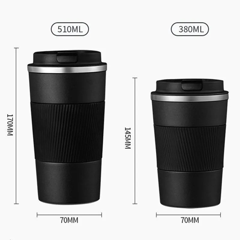380ml/510ml Stainless Steel Coffee Mug – Thermal Travel Mug, Non-Slip Insulated Bottle for Car & Cafe