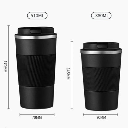 380ml/510ml Stainless Steel Coffee Mug – Thermal Travel Mug, Non-Slip Insulated Bottle for Car & Cafe