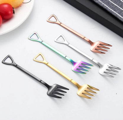 4PCS Stainless Steel Fruit & Dessert Forks - Creative Shape Tableware for Family Parties