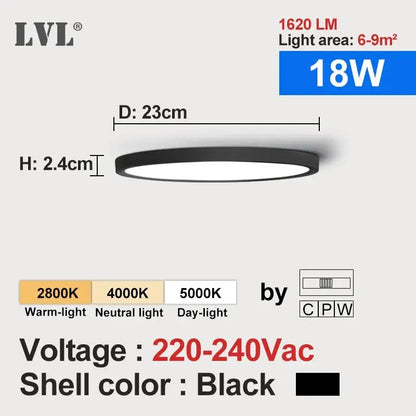 LVL LED Ceiling Light – 3-in-1 Wood Grain & White Round Flush Lamp for Kitchen, Bedroom & Bathroom