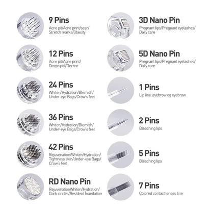 50PCS Tattoo Needles - N2-C N2-W M5 M7 E30 Bayonet Slot Nano Cartridges Mesotherapy Tips