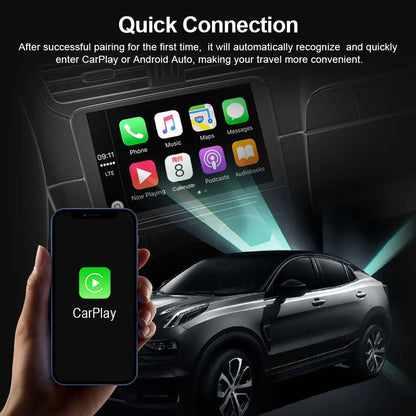 TIMEKNOW 2 in 1 Wireless CarPlay and Android Auto Mini Box – USB/Type C Dongle, Wired to Wireless Adapter