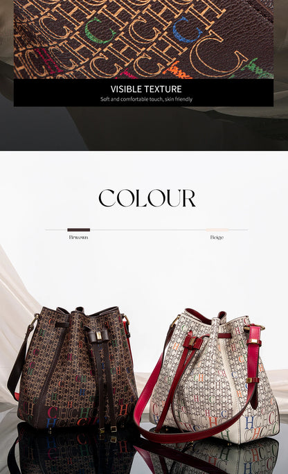 Luxury Women’s Bucket Handbag — Classic Designer Shoulder Bag with Fashion Print, Stylish Wallet for Women