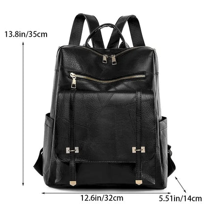 Vintage Women's Leather Backpack - Large Capacity, Daily Commute and Travel Bag, Perfect for Shopping