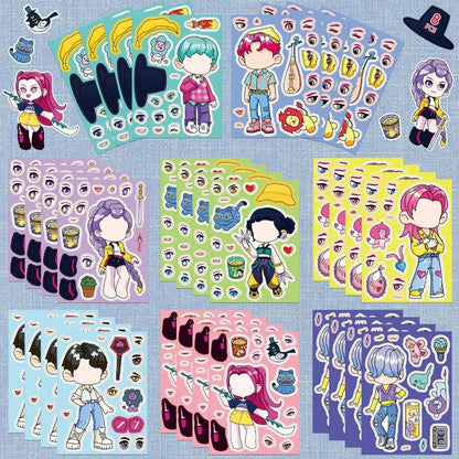 8/16/24pcs K-Pop Demon Hunters Puzzle Stickers – Cute Cartoon DIY Decals for Phone, Laptop & Luggage