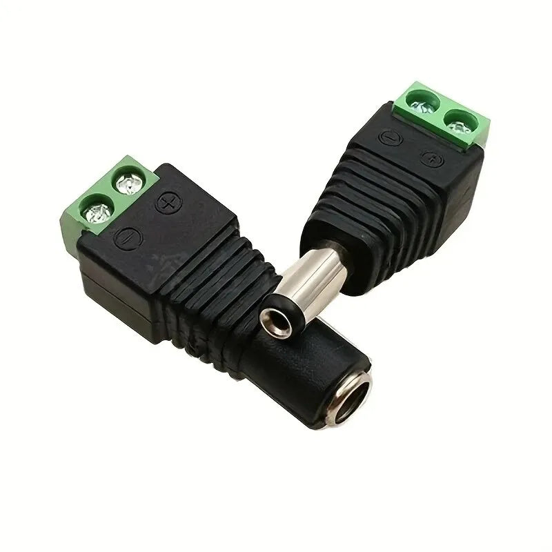 5-Pair 12V DC Power Connector Set - 2.1mm × 5.5mm Male & Female Barrel Plug Jack for LED Strips, Cameras & Power Supplies