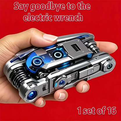 16-in-1 Socket Wrench Set - Non-Slip Rotating Head Stainless Steel Tool for Home & Auto Repairs