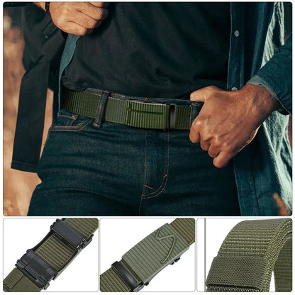 Men's Casual Cowboy Nylon Belt – Breathable Tactical Waistbelt with Alloy Buckle for Outdoor Accessories