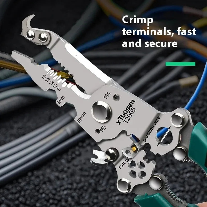 Multi-Functional Foldable Electrician Pliers - Wire Cutting, Wiring, Pulling, Splitting & Pressing Tool