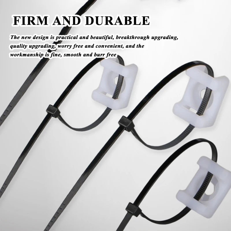 100Pcs Cable Tie Mount Base - Plastic Fixed Saddle Wire Holder for USB Charging & Data Line Winder | HC-2 HC-4 Zip Ties