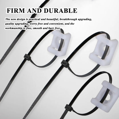 100Pcs Cable Tie Mount Base - Plastic Fixed Saddle Wire Holder for USB Charging & Data Line Winder | HC-2 HC-4 Zip Ties