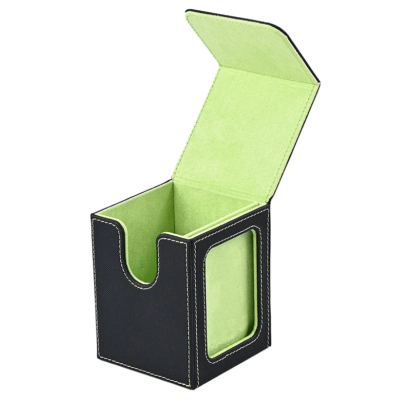 MTG Card Deck Box with Display Window – Magnetic PU Leather Storage for 120+ Single-Sleeved Trading Cards