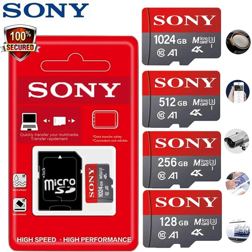 Sony TF Memory Card 1TB — High-Speed Micro SD Card A2 U3 V30 128GB 256GB 512GB for Xiaomi Phones & Computers