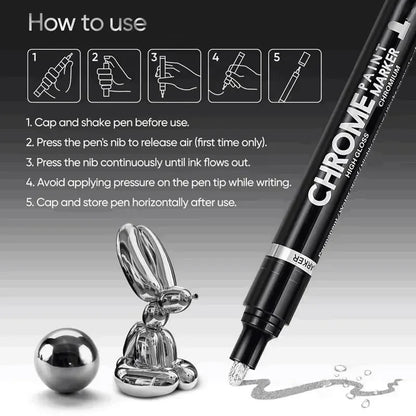 3/2/1PCS Chrome Mirror Marker Pen 2mm – DIY Gold & Silver Permanent Paint Pen for Touch-Up, Model Painting & Marking