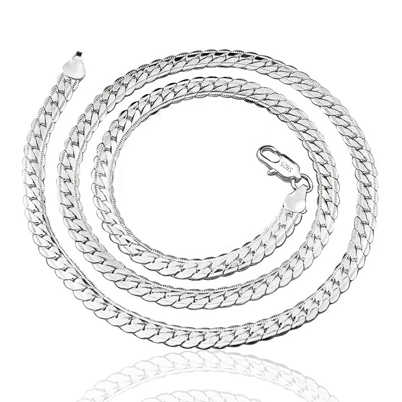 18K Gold/Silver 6mm Full Sideways Necklace – 8/18/20/24 Inch Chain for Women & Men, Fashion Wedding & Engagement Jewelry