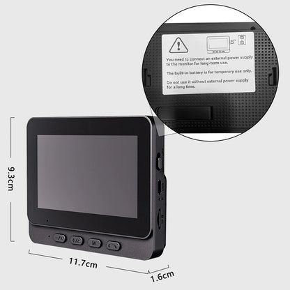 4.3" IPS Wireless Video Doorbell — 2.4G Smart Intercom with HD Screen, Two-Way Communication, and Video Monitoring