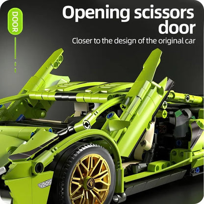 1280PCS Technical Racing Sports Car Building Blocks – Mechanical Supercar Model Kit Puzzle Toy for Kids & Adults Gift