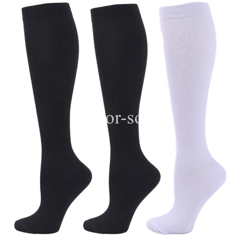 3 Pairs Knee High Compression Socks – Anti-Fatigue Support Stockings for Varicose Veins, Pain Relief & Sports Recovery (Men & Women)