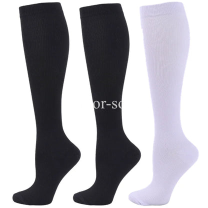 3 Pairs Knee High Compression Socks – Anti-Fatigue Support Stockings for Varicose Veins, Pain Relief & Sports Recovery (Men & Women)