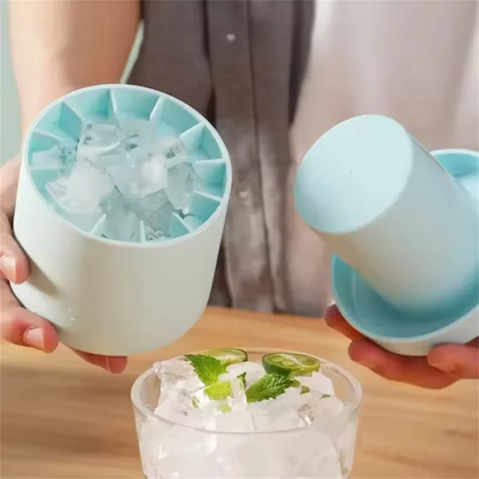 Food-Grade Silicone Ice Mold — Cylinder & Lattice Ice Maker, Quick Freeze Ice Cups & Storage for Home Use