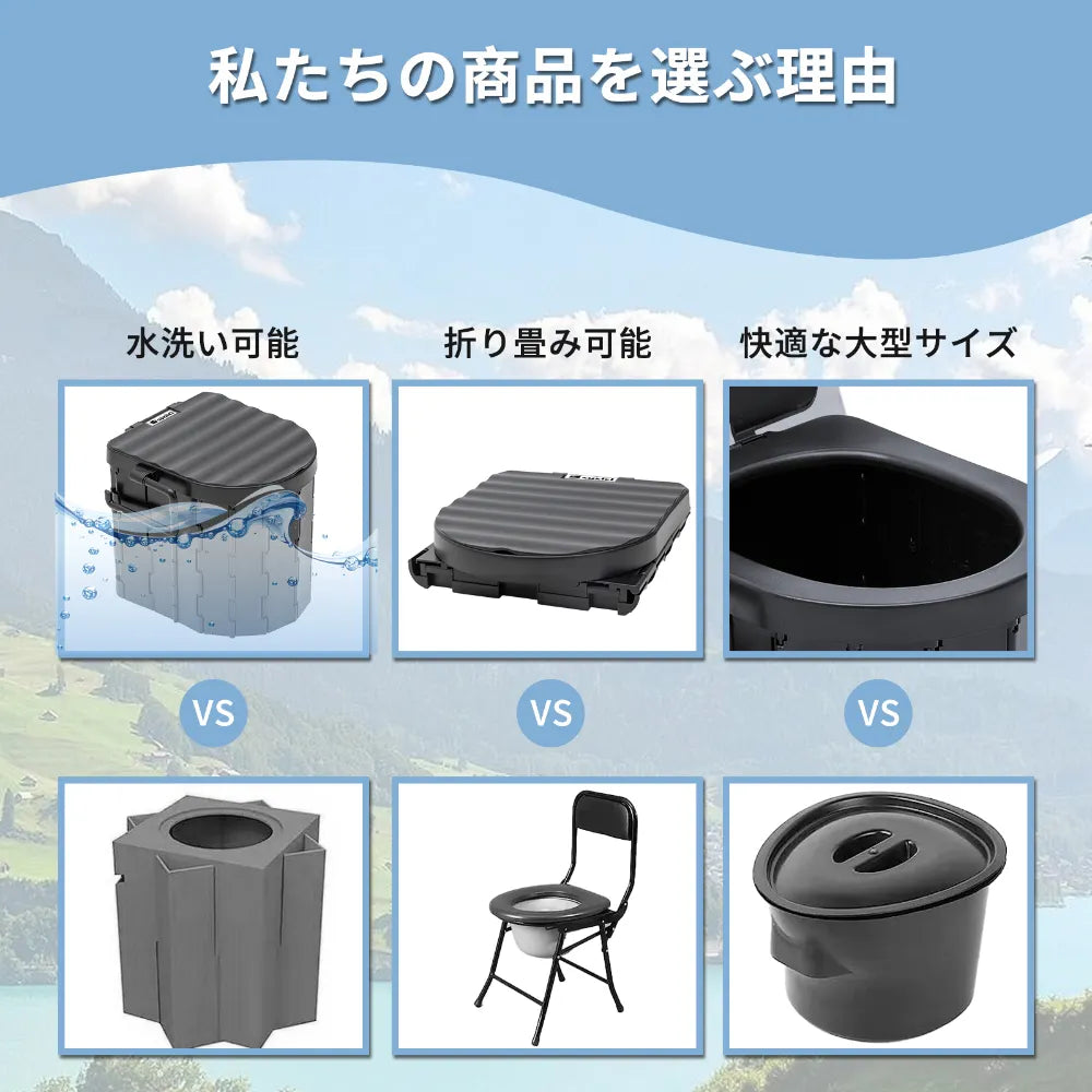 Portable Folding Toilet | Emergency Car Toilet | Foldable Washable Camping Travel Toilet Seat | Bucket Design