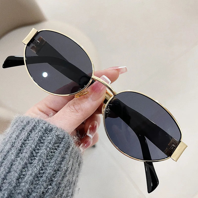 Fashion Oval Retro Sunglasses for Women – Classic Metal UV400 Goggles, High-Quality Outdoor Eyewear for Men & Women