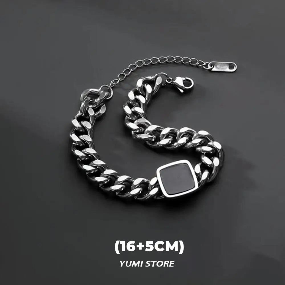 Retro Flame Cross Bracelet - Unisex Hip Hop Titanium Steel Splice Chain Charm, Kpop Luxury Jewelry for Men & Women