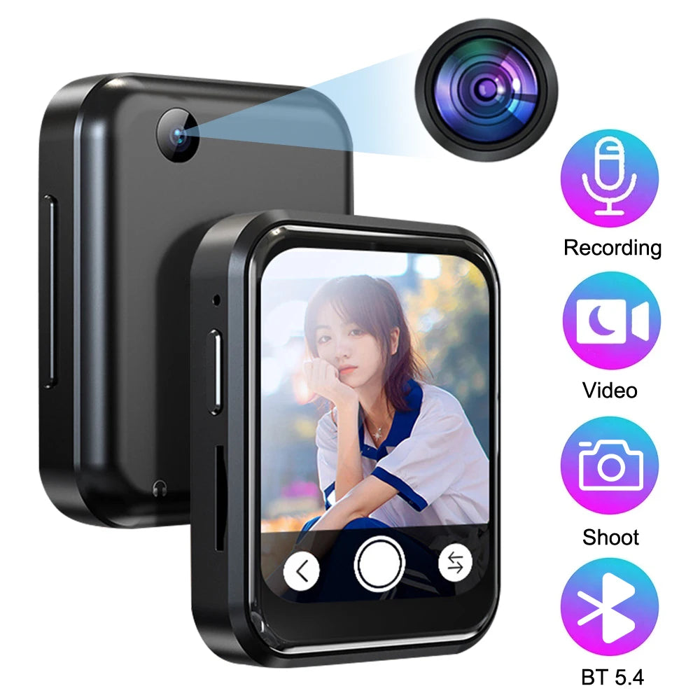 MP3 Music Player with Bluetooth 5.4 - HiFi MP4 Walkman, Full Touch Screen, Built-in Speaker, Recorder, Camera, FM & E-book