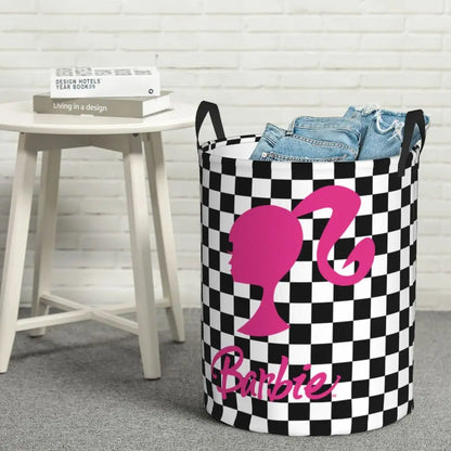 Custom Barbie Logo Laundry Basket – Collapsible Large Capacity Clothes Storage Bin, Disney Baby Hamper