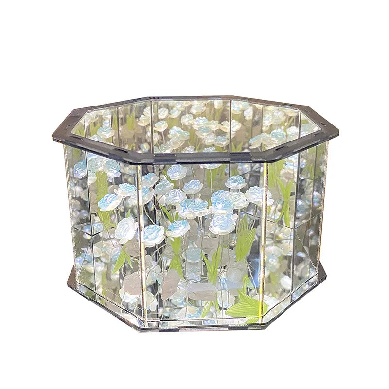 DIY Tulip Mirror Cube Lamp, 3D LED Nightlight, Handmade Craft Kit, Birthday Gift, Tulip Night Light Material Package