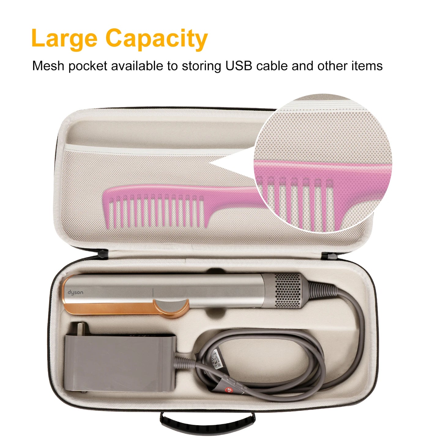 Hard EVA Case for Dyson Airstrait HT01 – Portable Travel Storage Bag for Hair Straightener & Accessories