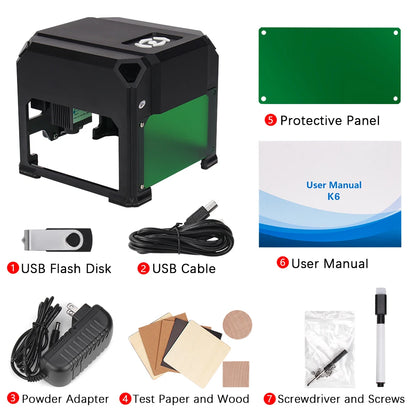 CNC K4 Mini Laser Engraver – 3000mW Bluetooth Engraving Machine for Wood, Leather, MDF & Paper