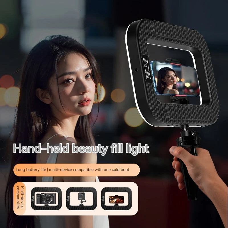 New Handheld Ring LED Light – Rechargeable Portable Fill Light for Mobile Phone, Live Broadcast, Photography, and Selfies