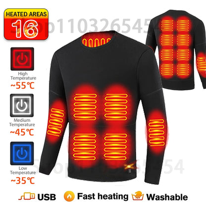 52-Zone USB Heated Winter Underwear for Men & Women – Thermal Electric Heating Jacket and Winter Clothing Accessories