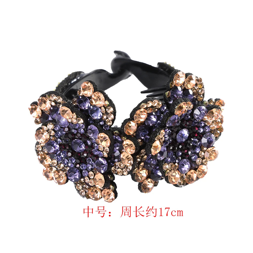 AWAYTR Colorful Crystal Flower Hair Claw – Large Flower Crab Clamp Barrettes, Shark Clip Hair Accessories for Women