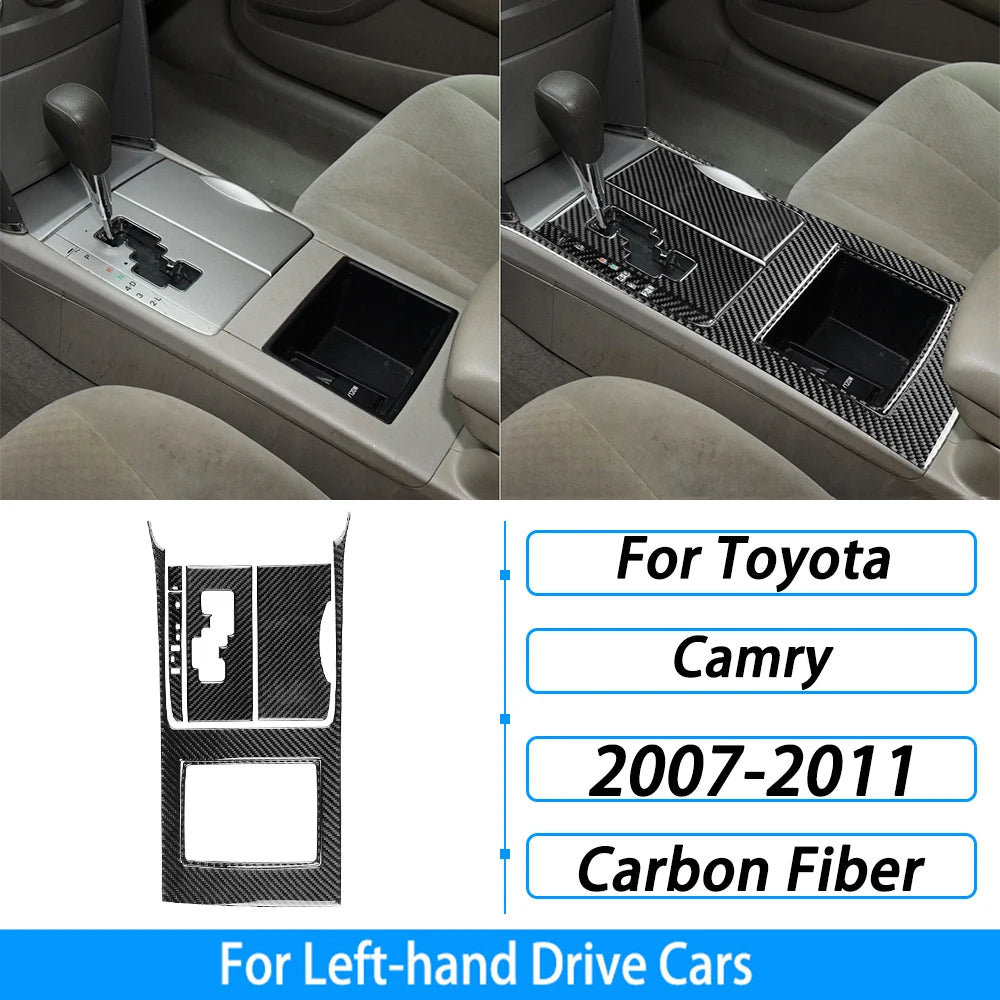 Toyota Camry 2007–2011 Carbon Fiber Interior Trim Set - Center Console, Gear Shift & Air Vent Decorative Covers