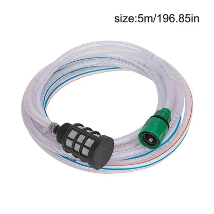 5M Portable Pressure Washer Hose Kit - Battery-Powered Car Washing Machine Suction Pipe with Water Inlet Filter for Home & Auto Cleaning