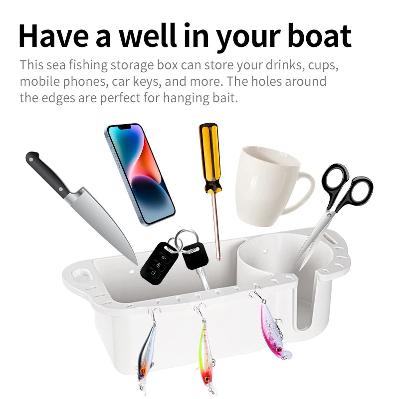 Marine Storage Caddy Box – Universal Boat Cup Holder, Phone & Drink Organizer for Yacht, Pontoon, & Fishing Cabin