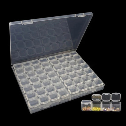 28/56 Grid Adjustable Plastic Storage Box with Label Stickers — Jewelry, Nail Art & Diamond Painting Accessories Organizer