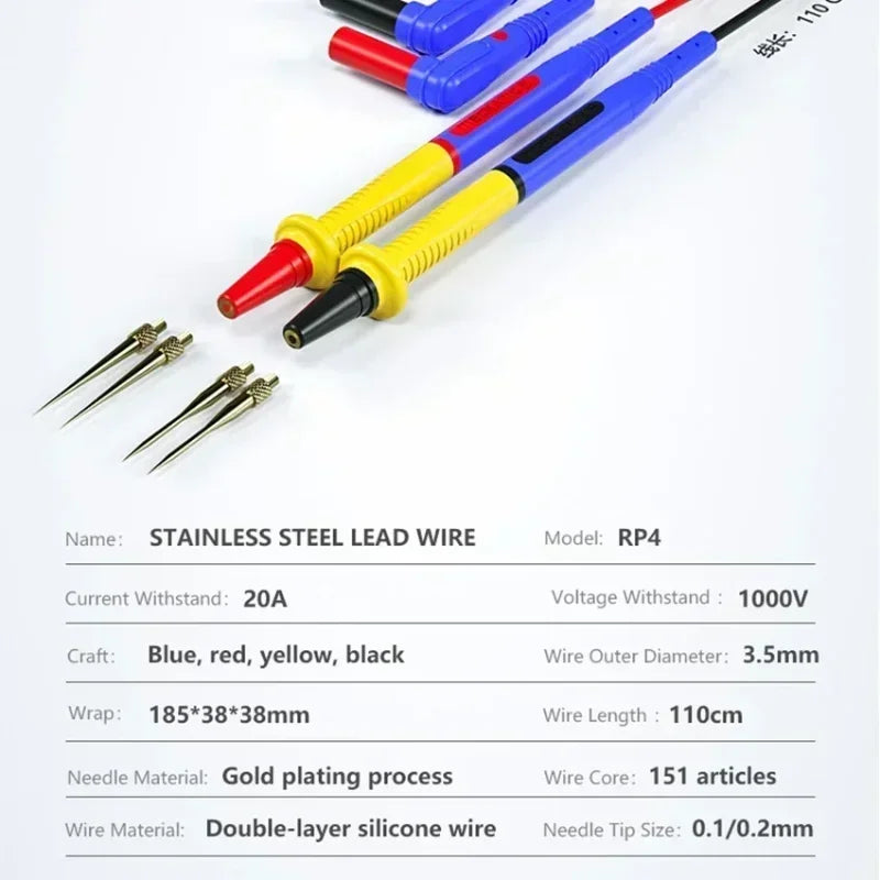MECHANIC RP4 Ultra-Thin Multimeter Test Leads – Replaceable Pen Tip Cables for Digital & Analog Multimeters