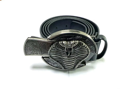 Vintage Adjustable Belt – Metal Buckle Fashion Waistband for Men, Punk Western Cowboy Style with Embossed Design