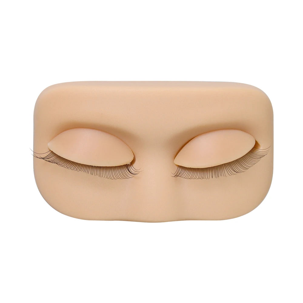 GLAMLASH Mini Lash Practice Head – Flat Model for Eyelash Extension Training with Removable Replacement Eyelids