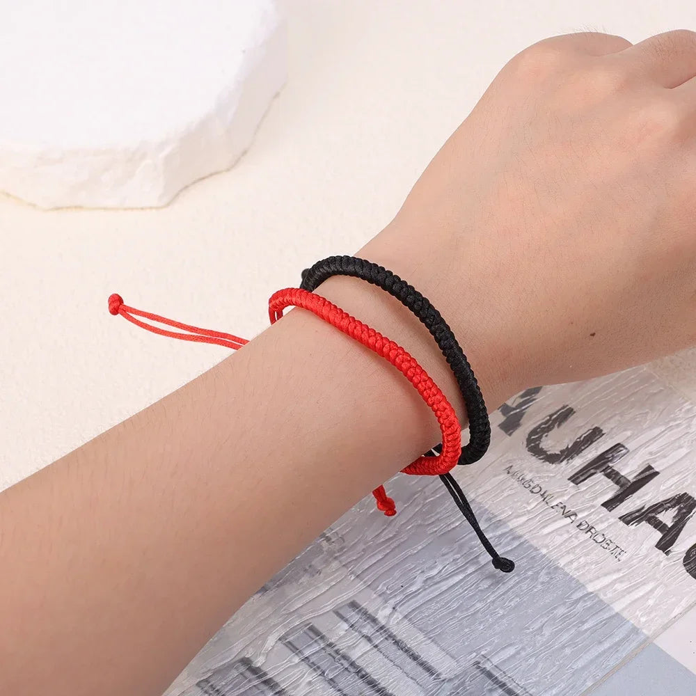 Lucky Red Thread Bracelet — Adjustable Tibetan Buddhist Handwoven Braided Rope Jewelry for Men and Women Wristbands