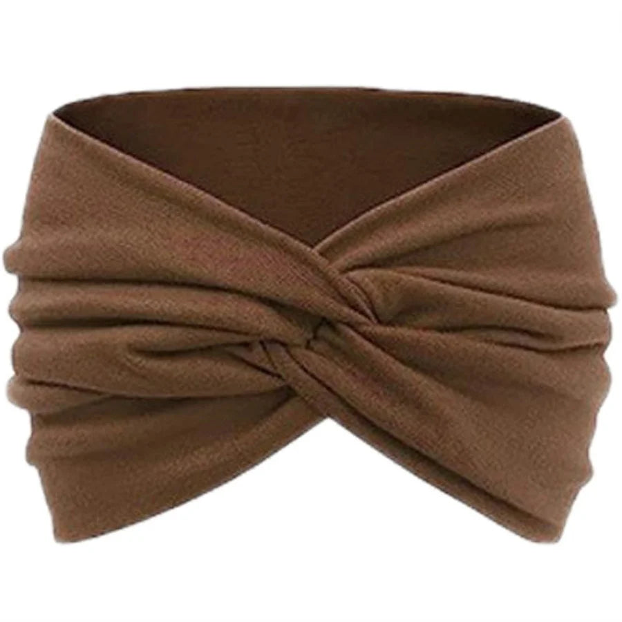 Wide Solid Color Turban Headband – Non-Slip Yoga, Running & Casual Hair Accessory